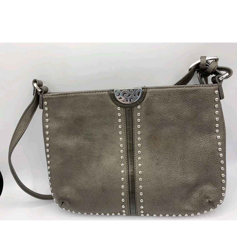 Brighton Gray Crossbody Bag with Studded Details